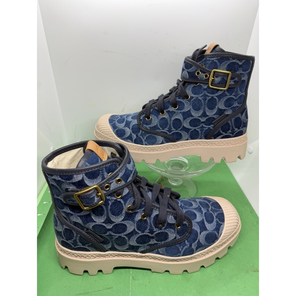 Coach X Tom Wesselmann Trooper Mid Top Boot Signature Jacquard Blue 10B
